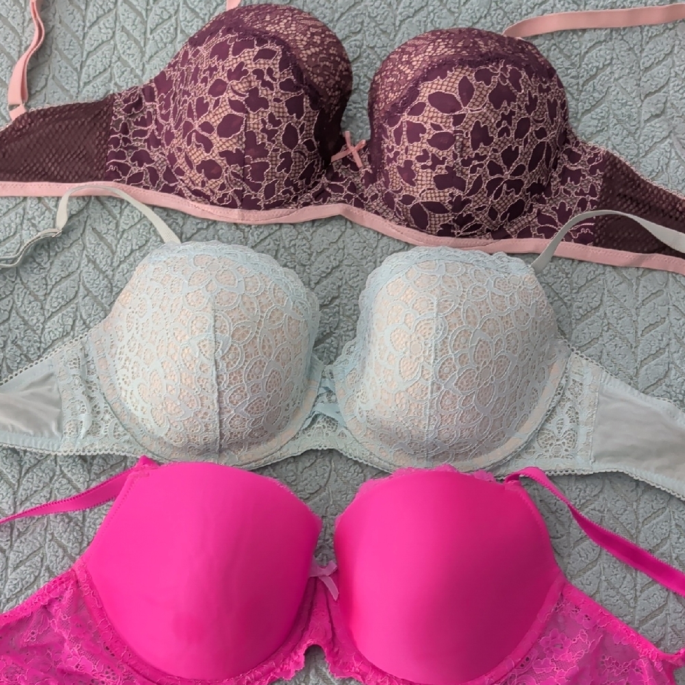 Victoria's Secret Lace Bra Set - Purple, White, Pink